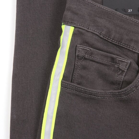 J BRAND 835 Crop Raw Hem Skinny Jeans Mid-Rise Black Grey Reflective Stripe 27 - Picture 10 of 10